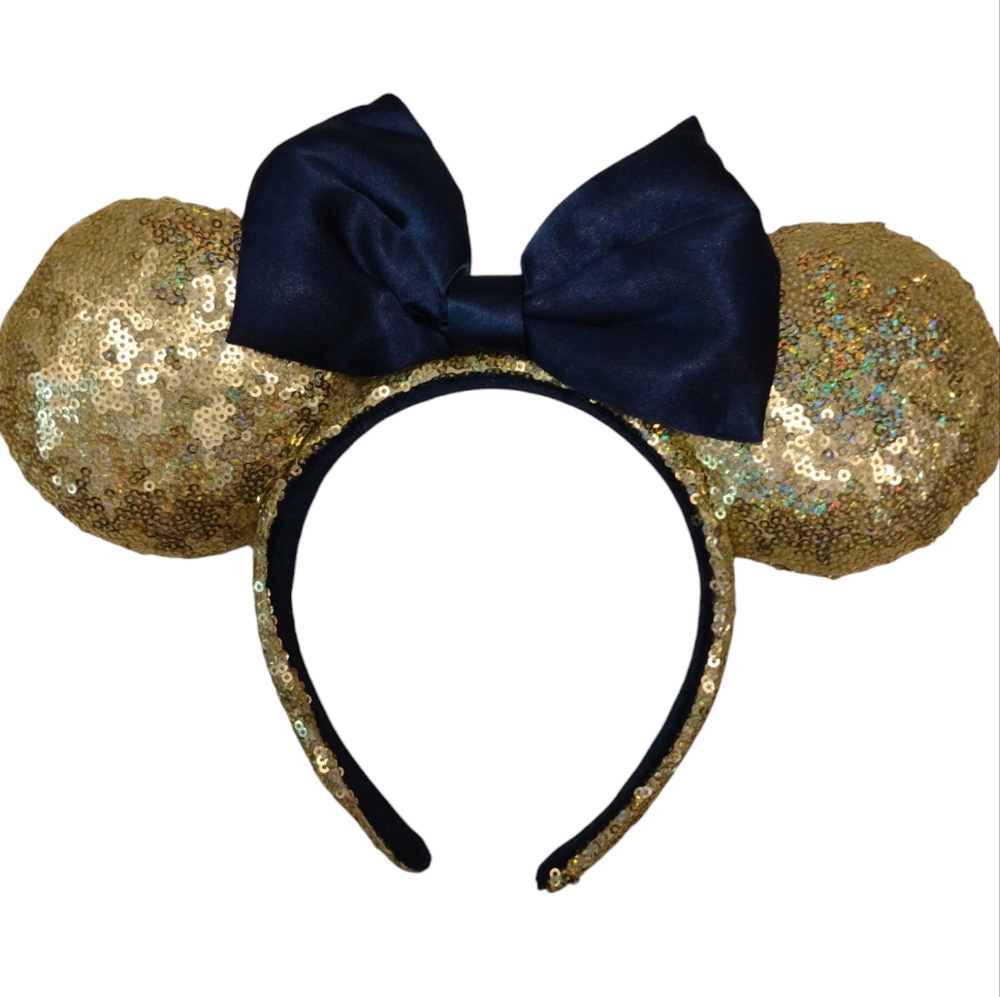 Disney Parks gold sequins and blue bow ears